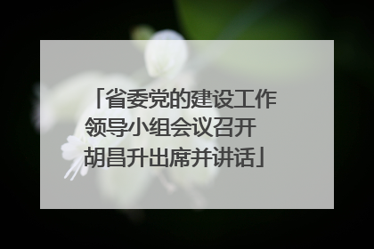 省委党的建设工作领导小组会议召开 胡昌升出席并讲话