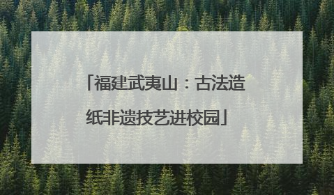 福建武夷山：古法造纸非遗技艺进校园