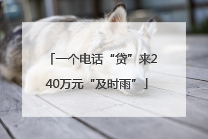 一个电话“贷”来240万元“及时雨”