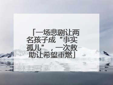 一场悲剧让两名孩子成“事实孤儿”，一次救助让希望重燃