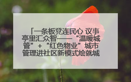 一条板凳连民心 议事亭里汇众智——“温暖城管”+“红色物业”城市管理进社区新模式绘就城市管理社区治理新画卷