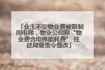 业主不交物业费被限制用电梯，物业公司称“物业费含电梯能耗费” 住建局曾责令整改