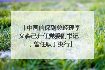 中国信保副总经理李文森已升任党委副书记，曾任职于央行