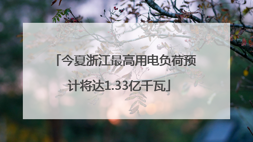 今夏浙江最高用电负荷预计将达1.33亿千瓦