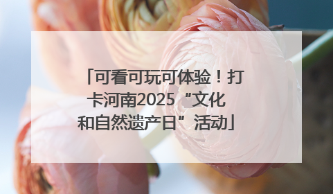 可看可玩可体验！打卡河南2025“文化和自然遗产日”活动