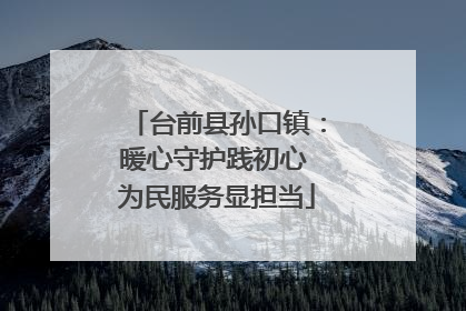 台前县孙口镇：暖心守护践初心 为民服务显担当