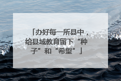 办好每一所县中，给县域教育留下“种子”和“希望”