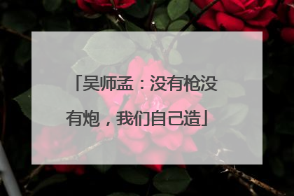 吴师孟：没有枪没有炮，我们自己造