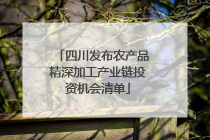 四川发布农产品精深加工产业链投资机会清单