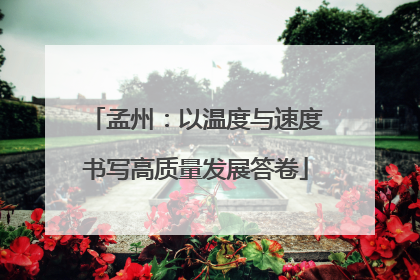 孟州：以温度与速度书写高质量发展答卷