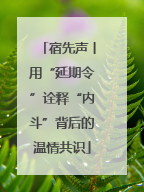 宿先声丨用“延期令”诠释“内斗”背后的温情共识