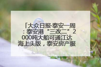 大众日报·泰安一周：泰安港“三改二”2000吨大船可通江达海上头版，泰安房产服务改革经验全省推广