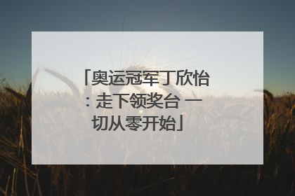 奥运冠军丁欣怡：走下领奖台 一切从零开始