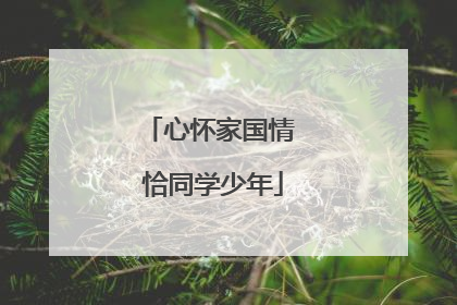 心怀家国情 恰同学少年