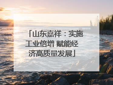 山东嘉祥：实施工业倍增 赋能经济高质量发展