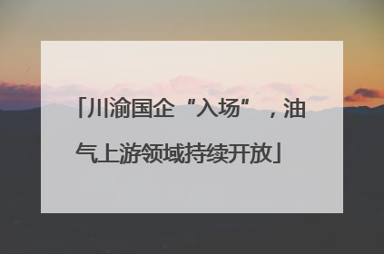 川渝国企“入场”，油气上游领域持续开放