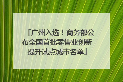 广州入选！商务部公布全国首批零售业创新提升试点城市名单
