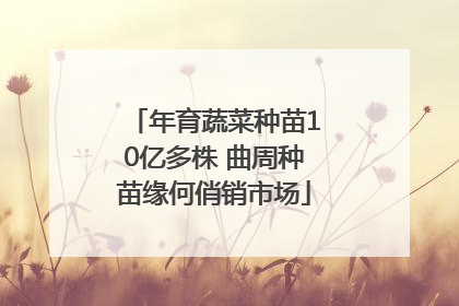 年育蔬菜种苗10亿多株 曲周种苗缘何俏销市场