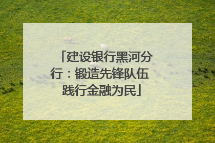 建设银行黑河分行：锻造先锋队伍 践行金融为民