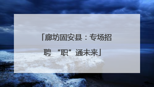 廊坊固安县：专场招聘 “职”通未来