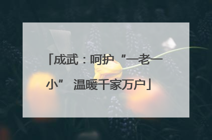 成武：呵护“一老一小” 温暖千家万户