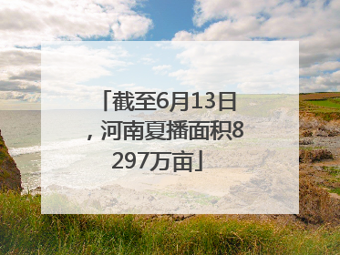 截至6月13日，河南夏播面积8297万亩