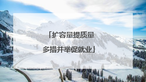 扩容量提质量 多措并举促就业