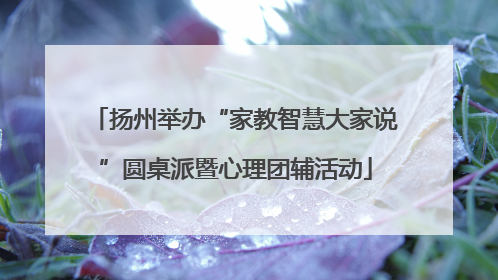 扬州举办“家教智慧大家说”圆桌派暨心理团辅活动
