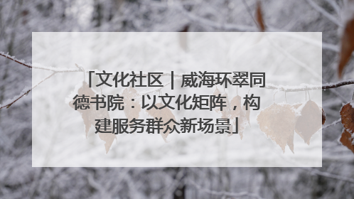 文化社区｜威海环翠同德书院：以文化矩阵，构建服务群众新场景