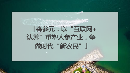 森参元：以“互联网+认养”重塑人参产业，争做时代“新农民”