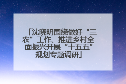 沈晓明围绕做好“三农”工作、推进乡村全面振兴开展“十五五”规划专题调研