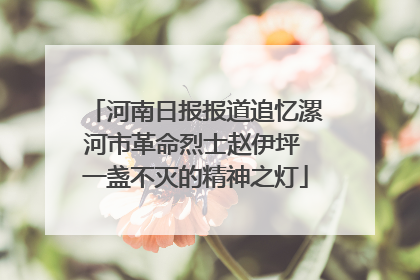 河南日报报道追忆漯河市革命烈士赵伊坪 一盏不灭的精神之灯