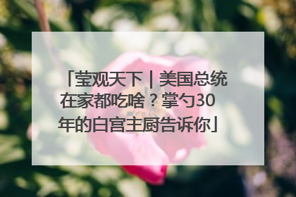 莹观天下｜美国总统在家都吃啥？掌勺30年的白宫主厨告诉你