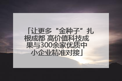 让更多“金种子”扎根成都 高价值科技成果与300余家优质中小企业精准对接
