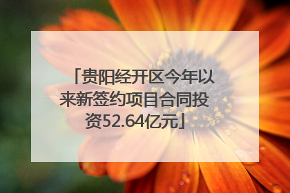 贵阳经开区今年以来新签约项目合同投资52.64亿元