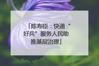 陈寿臣：快递“好兵”服务人民助推基层治理