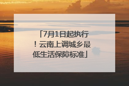 7月1日起执行！云南上调城乡最低生活保障标准